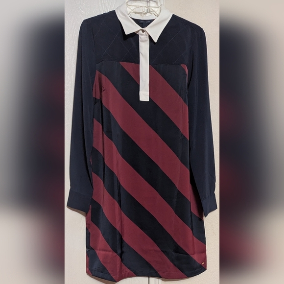 Tommy Hilfiger Icons Rugby Shirtdress Navy/Burgundy Size M NWT MSRP $119 - Picture 5 of 12